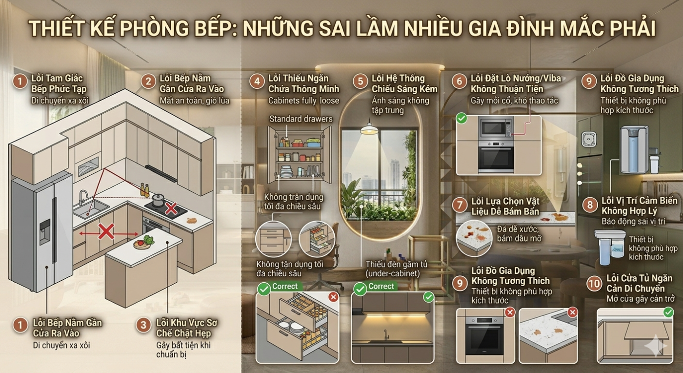 Thiết Kế Phòng Bếp: Những Sai Lầm Nhiều Gia Đình Mắc Phải