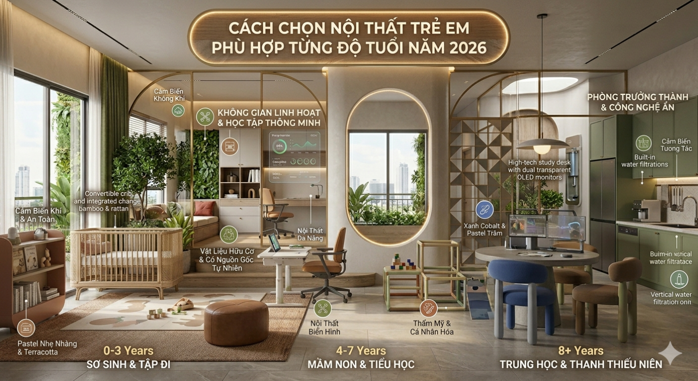 Cách Chọn Nội Thất Trẻ Em Phù Hợp Từng Độ Tuổi Năm 2026